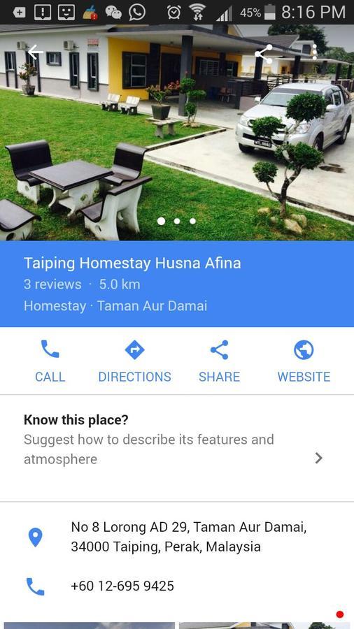 Taiping Homestay Husna Afina Dış mekan fotoğraf